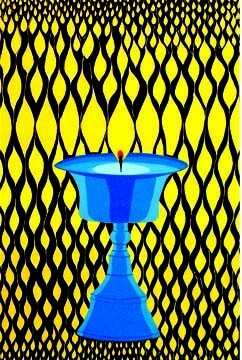 Картина под названием "Choemy(prayer lamp)" - Kalsang Dickyi, Подлинное произведение искусства