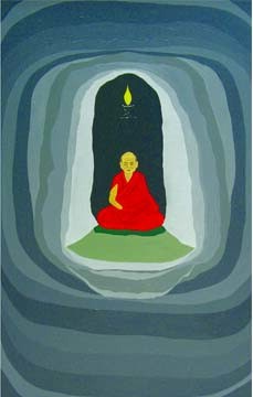 Ζωγραφική με τίτλο "Meditation" από Kalsang Dickyi, Αυθεντικά έργα τέχνης