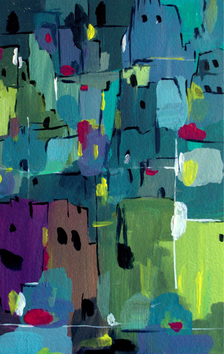 Painting titled "Facades musicales" by Kam Bendi, Original Artwork, Acrylic