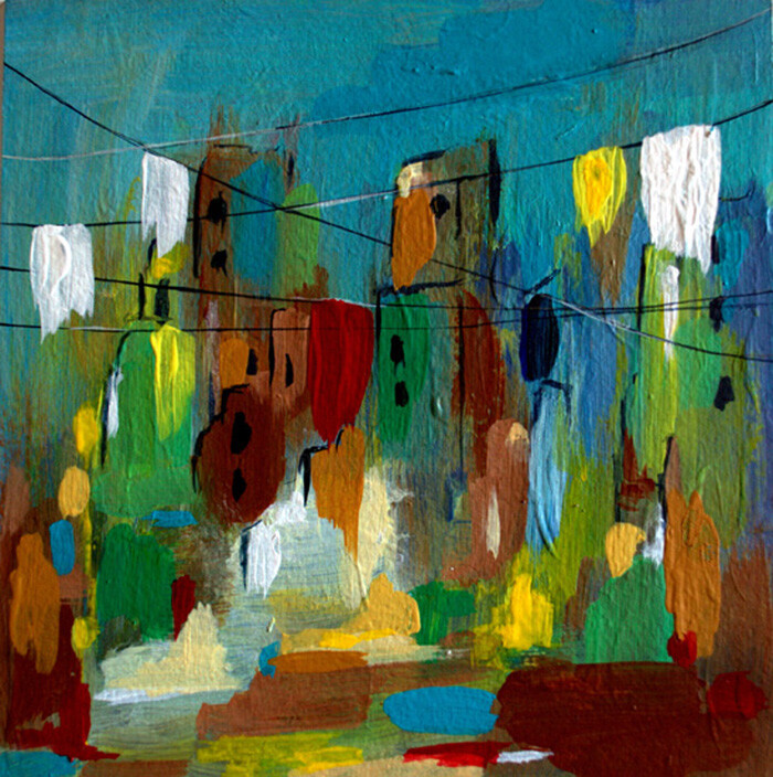 Peinture intitulée "Facades colorées" par Kam Bendi, Œuvre d'art originale, Acrylique