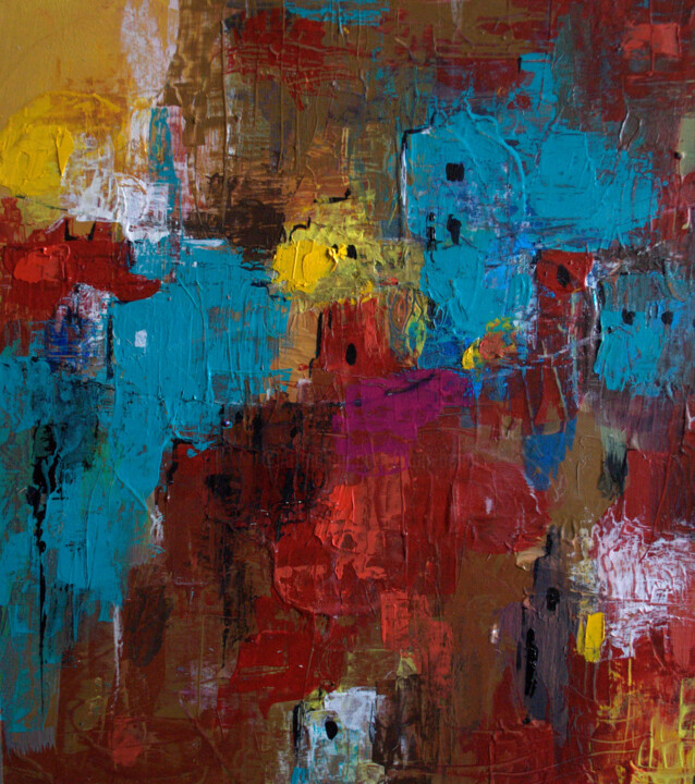 Pittura intitolato "Emotion automnale" da Kam Bendi, Opera d'arte originale, Olio