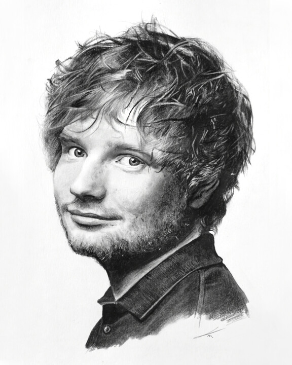 Zeichnungen mit dem Titel "Ed Sheeran" von Kama, Original-Kunstwerk, Bleistift