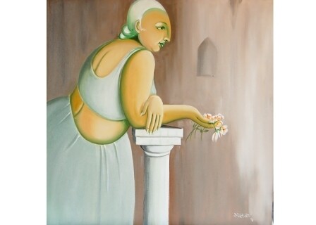 Картина под названием "fatsos- 1 oil on ca…" - Kamal Devnatha, Подлинное произведение искусства