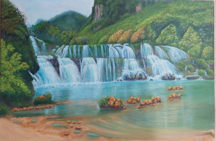 Painting titled "Beauty of nature Wa…" by Kamal Raj Thakur Utsav Thakur, Original Artwork, Oil