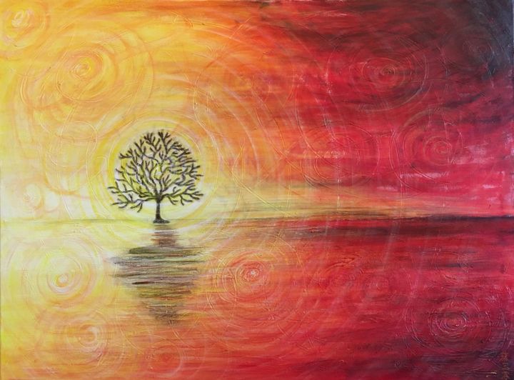 Painting titled "You are the light" by Kamala Phonphibsvads, Original Artwork, Acrylic Mounted on Wood Stretcher frame