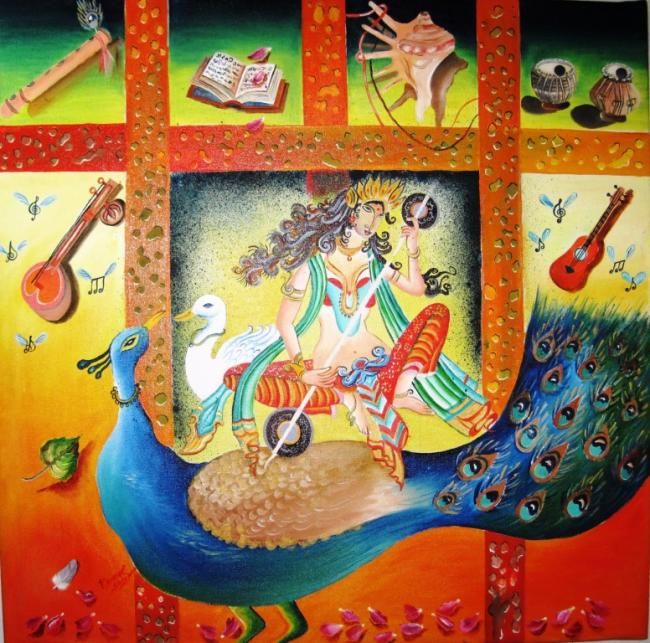 "Mothers blessing" başlıklı Tablo Kamal Sharma tarafından, Orijinal sanat, Petrol