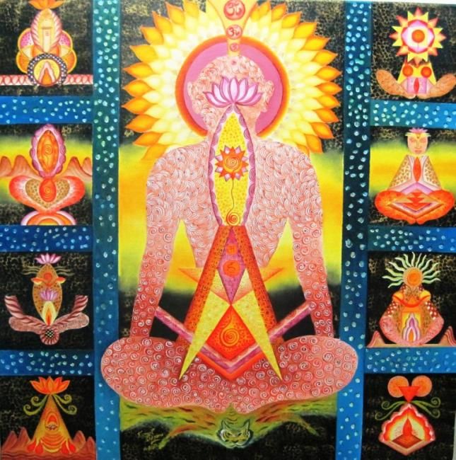 Malerei mit dem Titel "God particle" von Kamal Sharma, Original-Kunstwerk, Öl