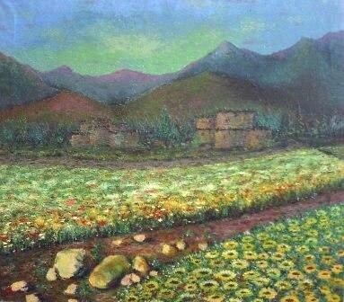 Peinture intitulée "Vallée Auressienne…" par Kamel Rekibi, Œuvre d'art originale