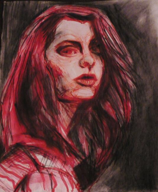 Rysunek zatytułowany „woman in red” autorstwa Kamila Brzezina, Oryginalna praca, Inny