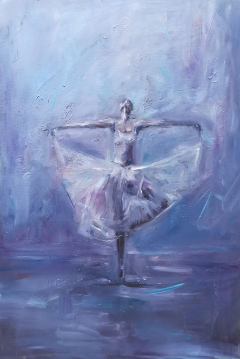 Painting titled "baletnica" by Kamila Kretus, Original Artwork, Oil