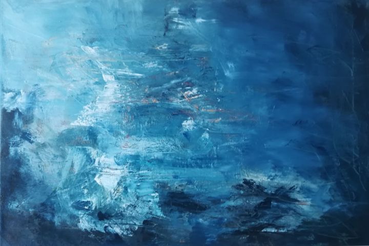 Painting titled "depths" by Kamila Kretus, Original Artwork, Oil