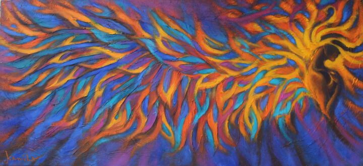 Картина под названием "Liberation" - Kamila Najaf, Подлинное произведение искусства, Акрил Установлен на Деревянная рама для…