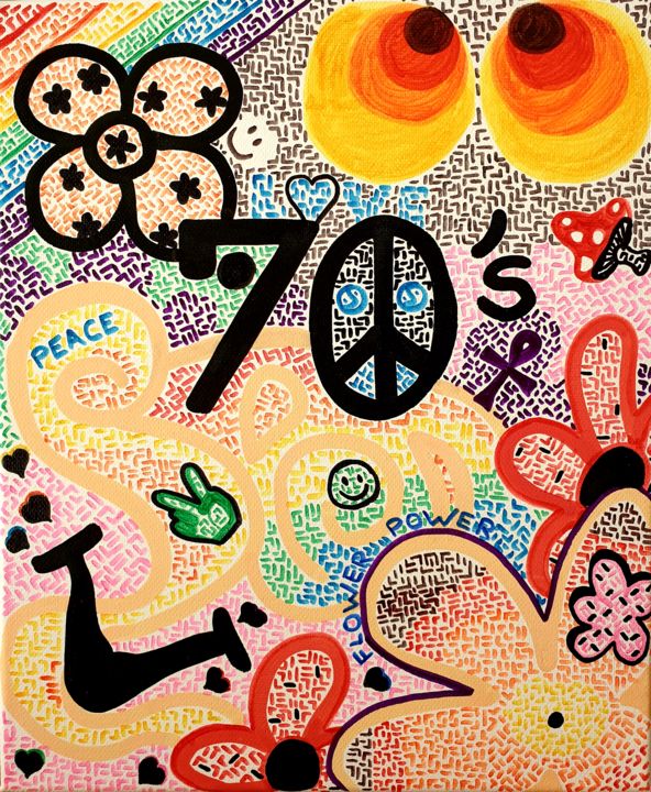 Painting titled "SEVENTIES FOREVER" by Kamilia Soussi, Original Artwork, Acrylic