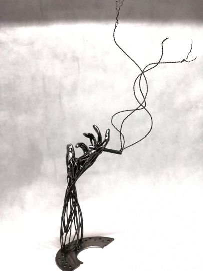 Sculpture titled "Smoke" by Kamil Zaitz, Original Artwork, Metals