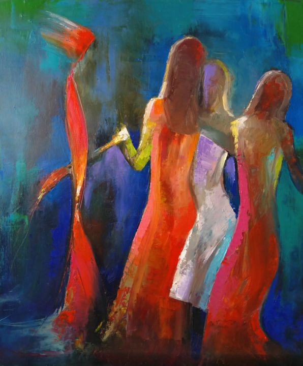 Peinture intitulée "Victory dance 60x50…" par Kamsar Ohanyan, Œuvre d'art originale, Huile Monté sur Châssis en bois