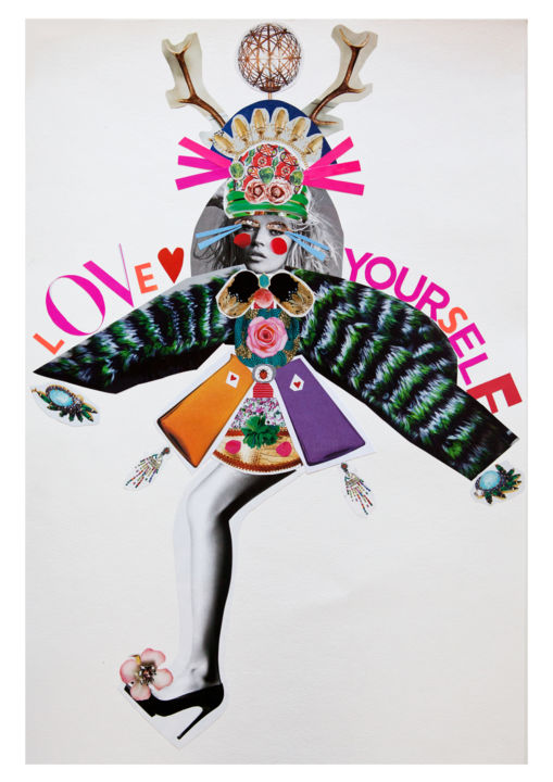 Collages titled ""Love Yourself"" by Kam Stefan, Original Artwork