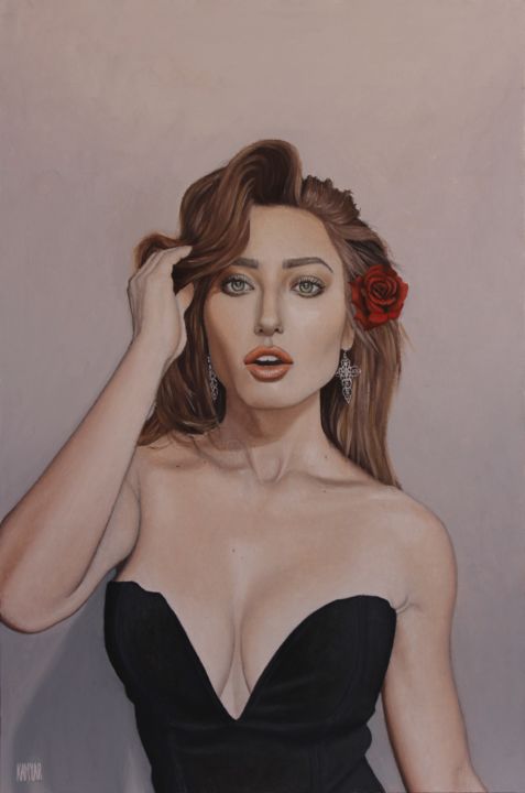 Painting titled "Stefanie" by Kamyar Tarikhi, Original Artwork, Oil