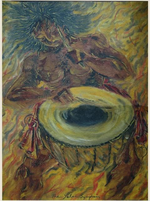 Painting titled "drummer" by Sooraj Kannan, Original Artwork