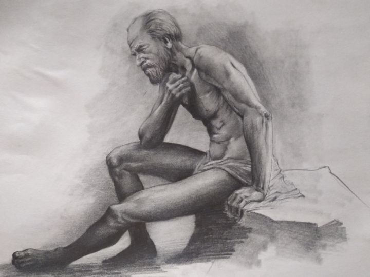 Disegno intitolato "An old man" da Kanat Mks, Opera d'arte originale, Matita