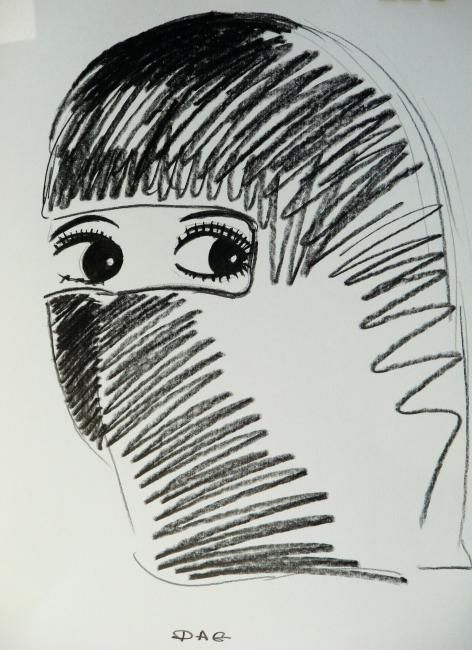 Dibujo titulada "Мусульманка" por Aleksandr Kandinskii Dae, Obra de arte original