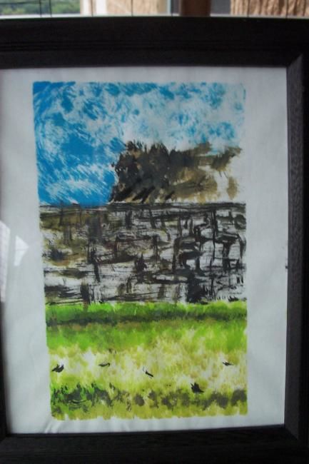 Painting titled "stone wall walkway" by Kane, Original Artwork