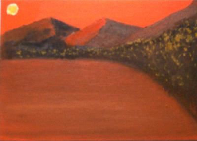 Painting titled "orange desert" by Kane, Original Artwork