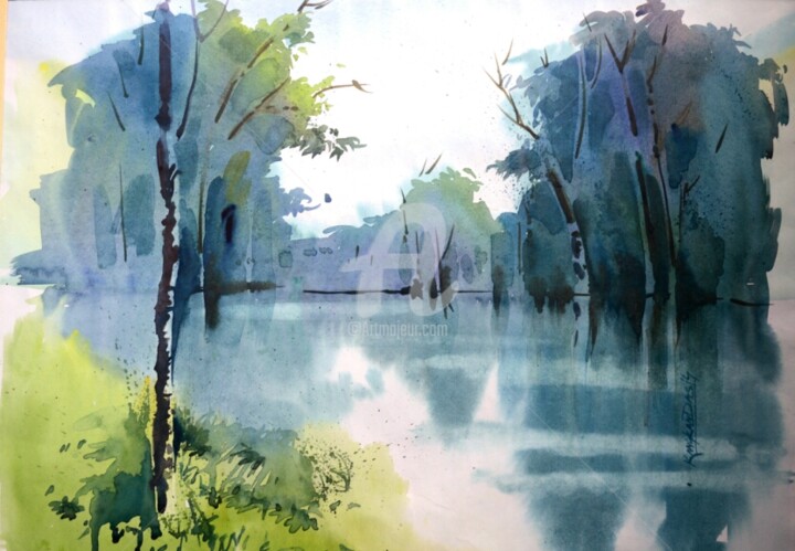 Painting titled "untitled" by Kangkan Das, Original Artwork, Watercolor