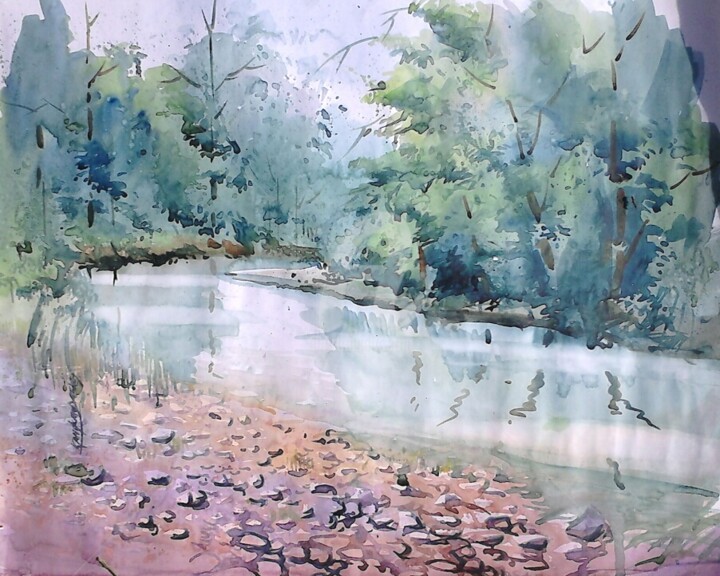 Painting titled "untitled" by Kangkan Das, Original Artwork, Watercolor