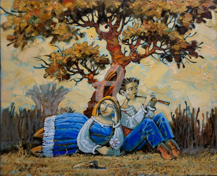 Картина под названием "Теплый вечер" - Konstantin Kansky (Kanskyart), Подлинное произведение искусства, Масло Установлен на…