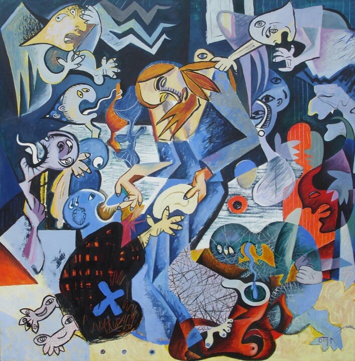 Pintura intitulada "The Last Supper" por Kaola Oty, Obras de arte originais