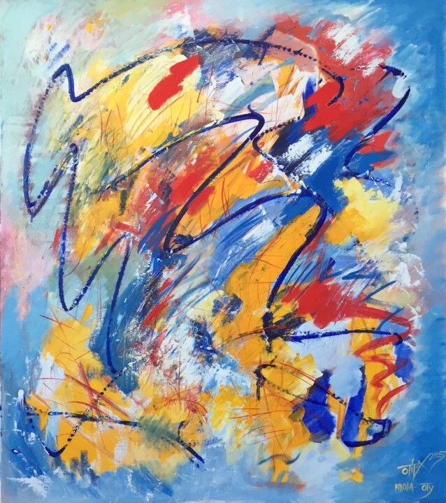 Pintura intitulada "Abstrakt" por Kaola Oty, Obras de arte originais