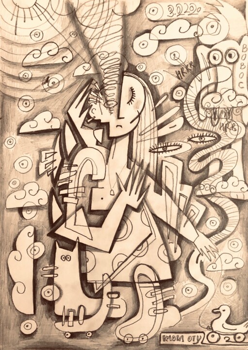 Drawing titled "“Vertigo “" by Kaola Oty, Original Artwork, Pencil