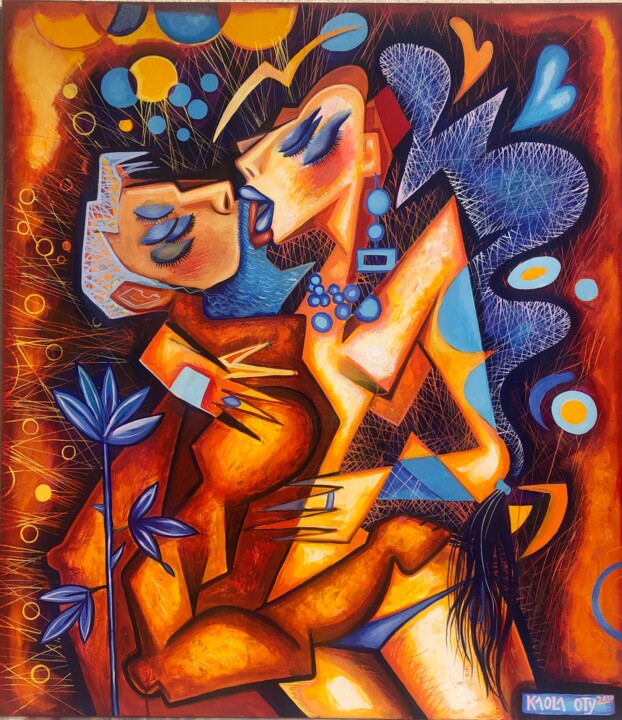 Peinture intitulée "The Blue Rose ( Lov…" par Kaola Oty, Œuvre d'art originale, Acrylique