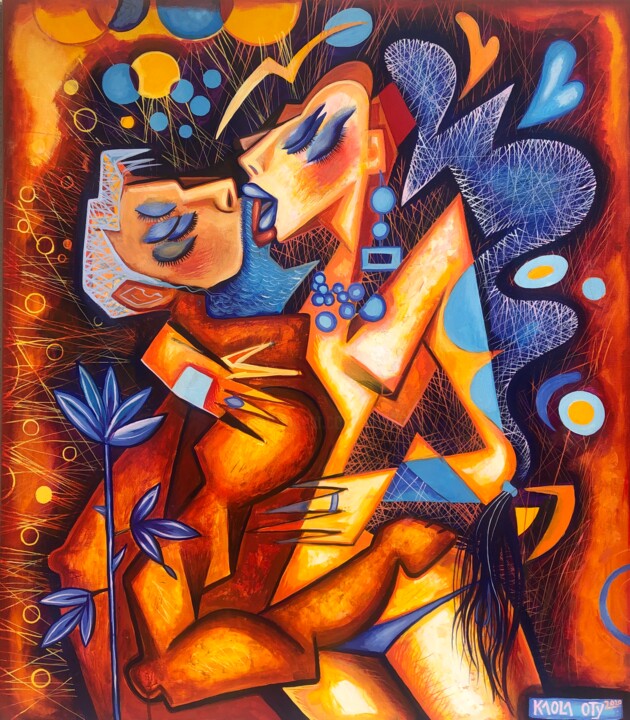 Painting titled "The Blue Rose ( Lov…" by Kaola Oty, Original Artwork, Acrylic
