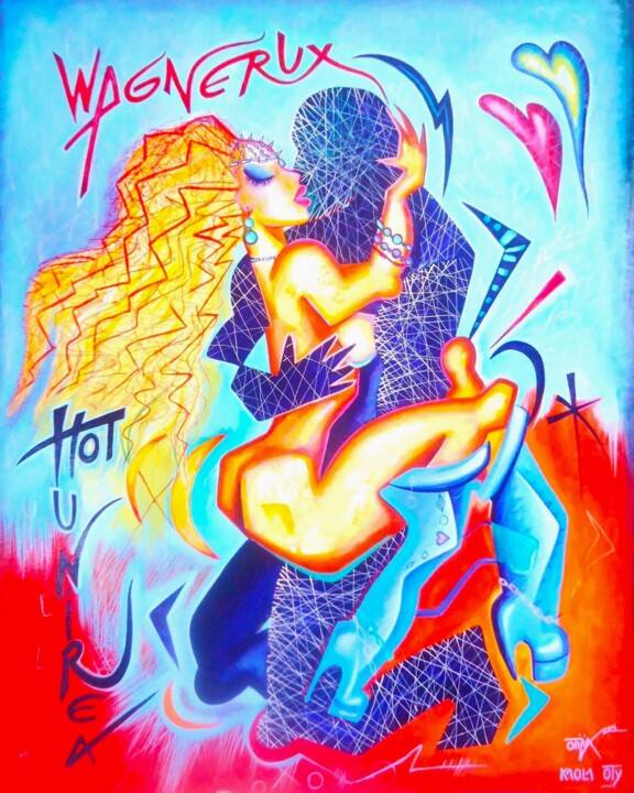 Painting titled "Horny couple" by Kaola Oty, Original Artwork, Acrylic
