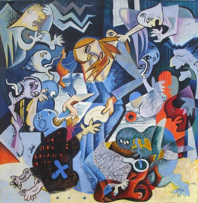 Peinture intitulée "” The Last Supper ”" par Kaola Oty, Œuvre d'art originale, Huile