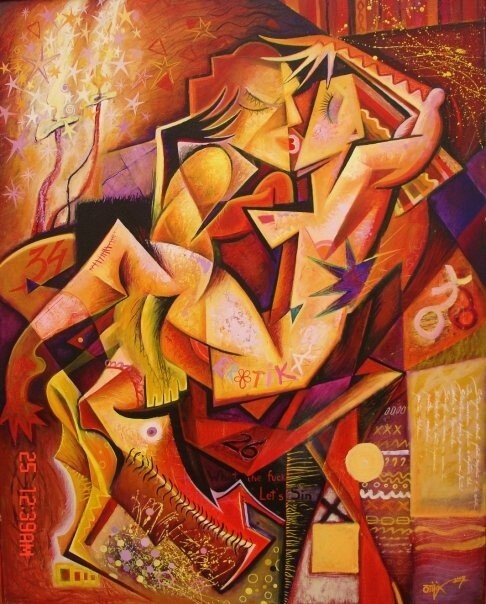 Malerei mit dem Titel "Erotika" von Kaola Oty, Original-Kunstwerk, Öl