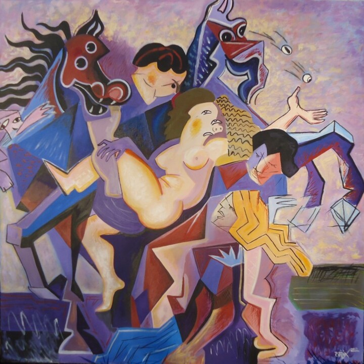Painting titled "LEUCIP kidnapping d…" by Kaola Oty, Original Artwork, Oil