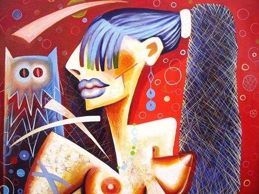 Painting titled "crop of Cubist nude" by Kaola Oty, Original Artwork