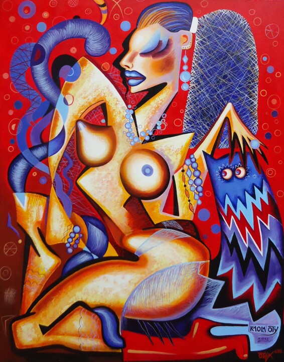 Peinture intitulée "Cubist nude" par Kaola Oty, Œuvre d'art originale