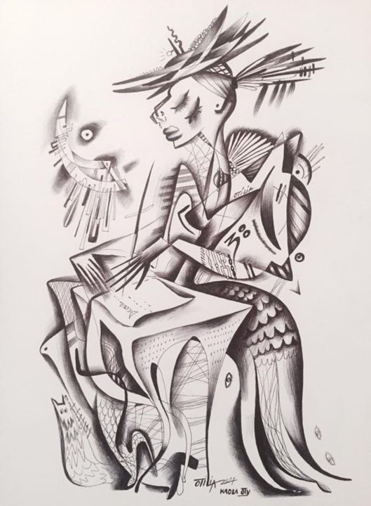 Drawing titled "The letter of goodb…" by Kaola Oty, Original Art, Pencil
