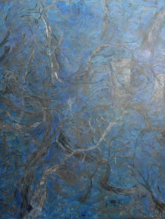 Painting titled "Arbres dans l'eau" by Kaoru Tsuzawa, Original Artwork