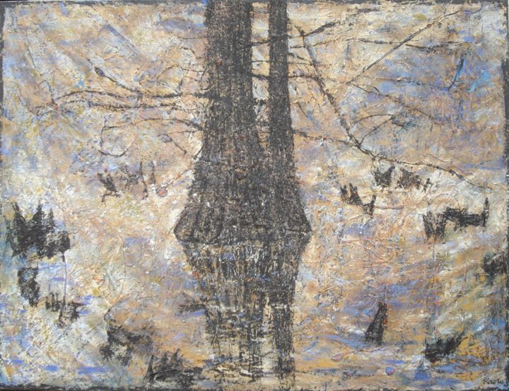 Painting titled "Arbre dans l'eau" by Kaoru Tsuzawa, Original Artwork