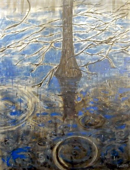 Schilderij getiteld "Arbre dans l'eau" door Kaoru Tsuzawa, Origineel Kunstwerk