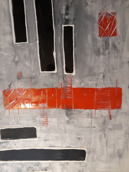 Painting titled "RED LINE" by Nataliya Yvetot, Original Artwork, Acrylic