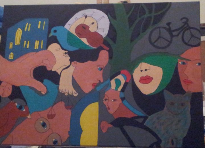 Peinture intitulée "le réve" par Kaoutar Er-Raki, Œuvre d'art originale, Huile