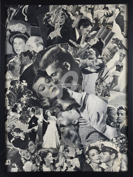 Pittura intitolato "Déstructuration 14…" da Kaouteur Souibgui, Opera d'arte originale, Collages