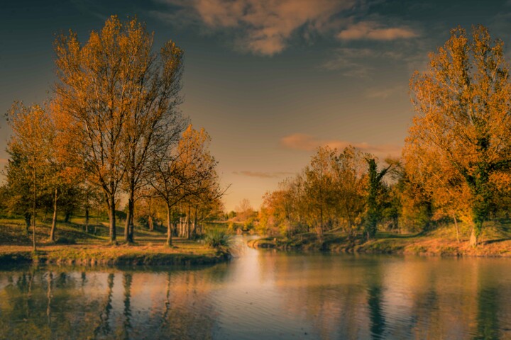 Fotografia zatytułowany „automne apaisant” autorstwa Gerald Kapski, Oryginalna praca, Fotografia cyfrowa