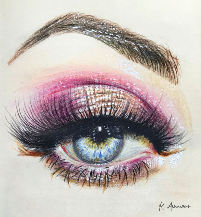 Digital Arts titled "Piercing eye" by Karin Aznavour, Original Artwork, Digital Painting