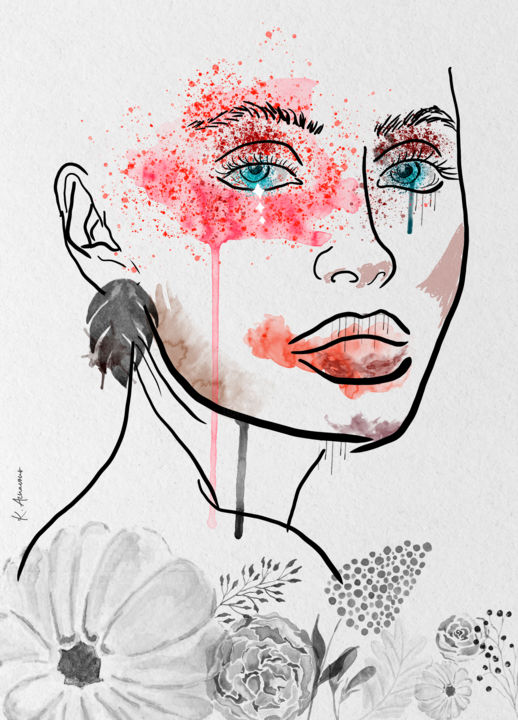 Digital Arts με τίτλο "Melting beauty" από Karin Aznavour, Αυθεντικά έργα τέχνης, Ψηφιακή ζωγραφική